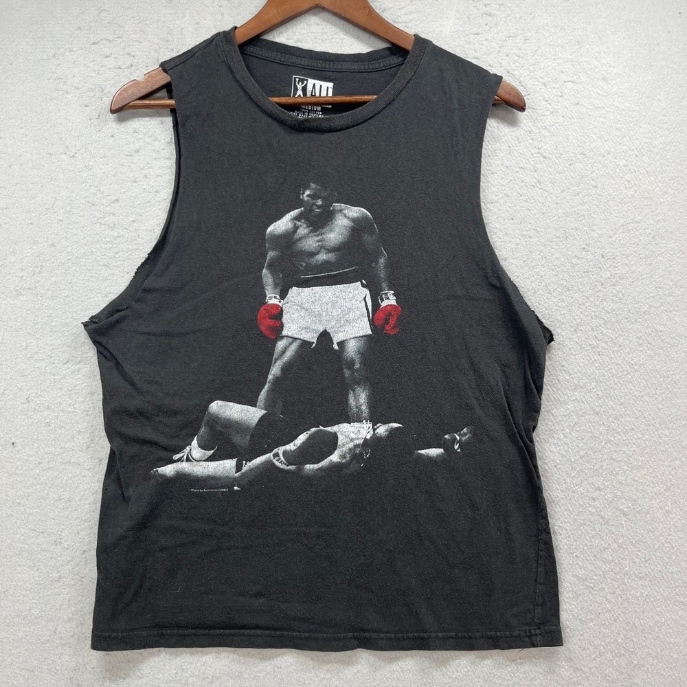 Muhammad Ali Muscle Tee Mens Medium Black Sleeveless Tank Sonny Liston Iconic